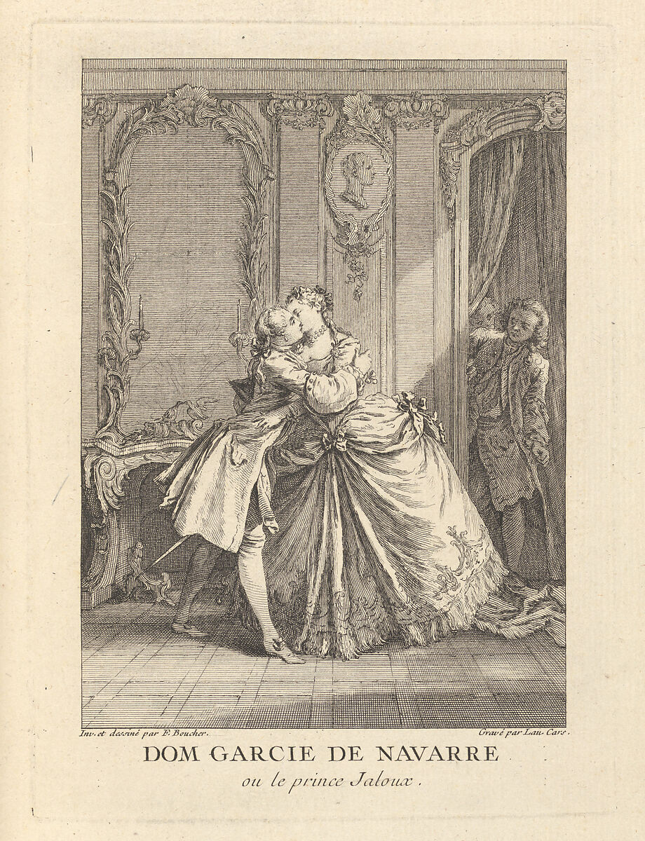 Dom Garcie de Navarre ou le prince Jaloux, from "Gravures de Boucher pour les Oeuvres de Molière" [Figures de Boucher pour Molière], Laurent Cars (French, Lyons 1699–1771 Paris), Etching and engraving; later state 