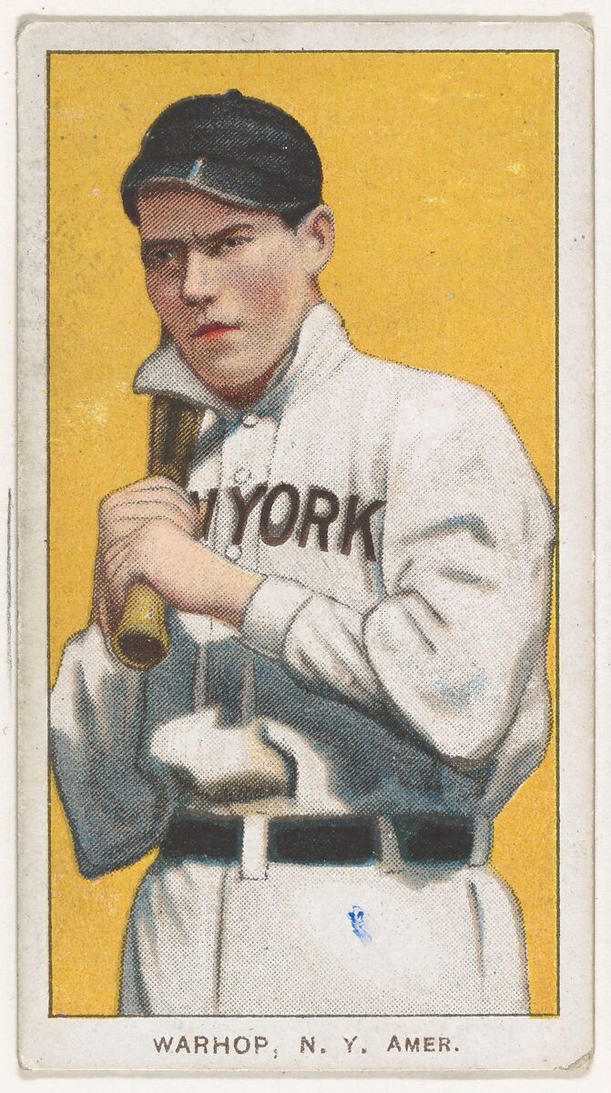 Warhop, New York, American League, from the White Border series (T206) for the American Tobacco Company, Issued by American Tobacco Company, Commercial color lithograph 