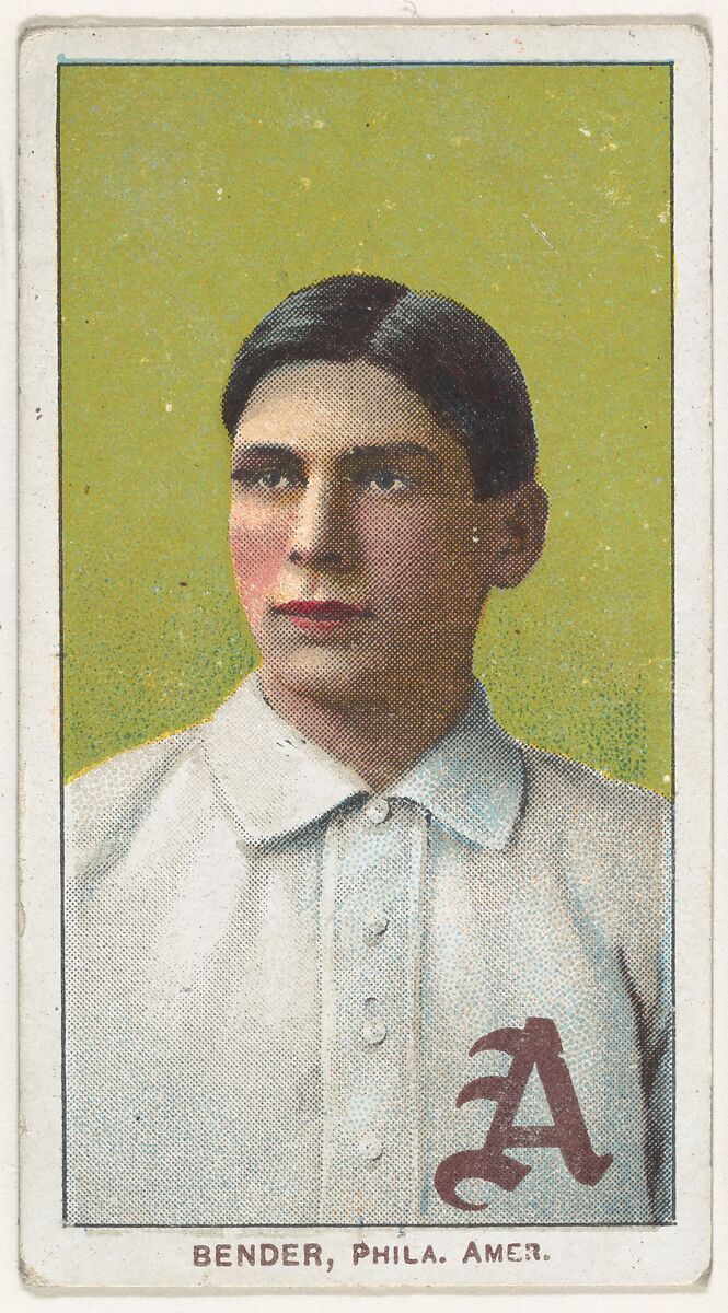 Bender, Philadelphia, American League, from the White Border series (T206) for the American Tobacco Company, Issued by American Tobacco Company, Commercial color lithograph 