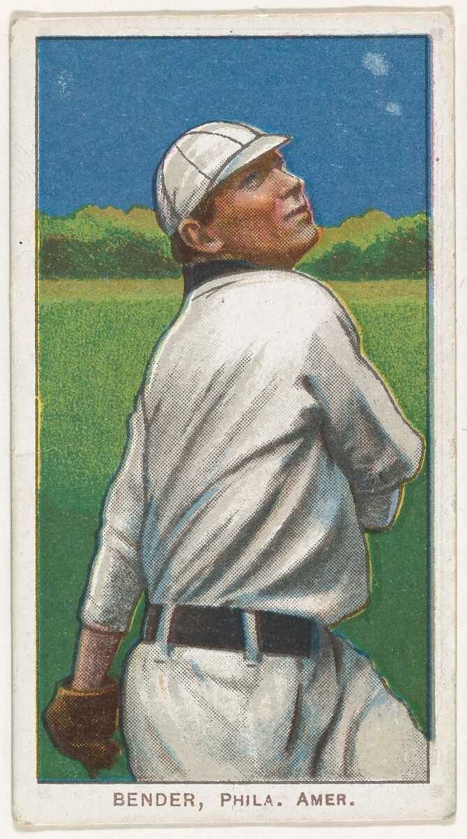 Bender, Philadelphia, American League, from the White Border series (T206) for the American Tobacco Company, Issued by American Tobacco Company, Commercial color lithograph 