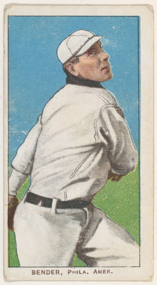 Bender, Philadelphia, American League, from the White Border series (T206) for the American Tobacco Company, Issued by American Tobacco Company, Commercial color lithograph 