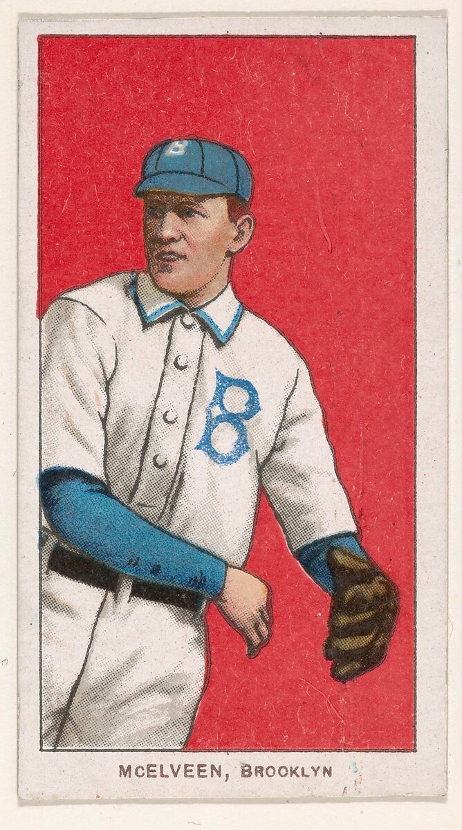 McElveen, Brooklyn, National League, from the White Border series (T206) for the American Tobacco Company, American Tobacco Company, Commercial lithograph