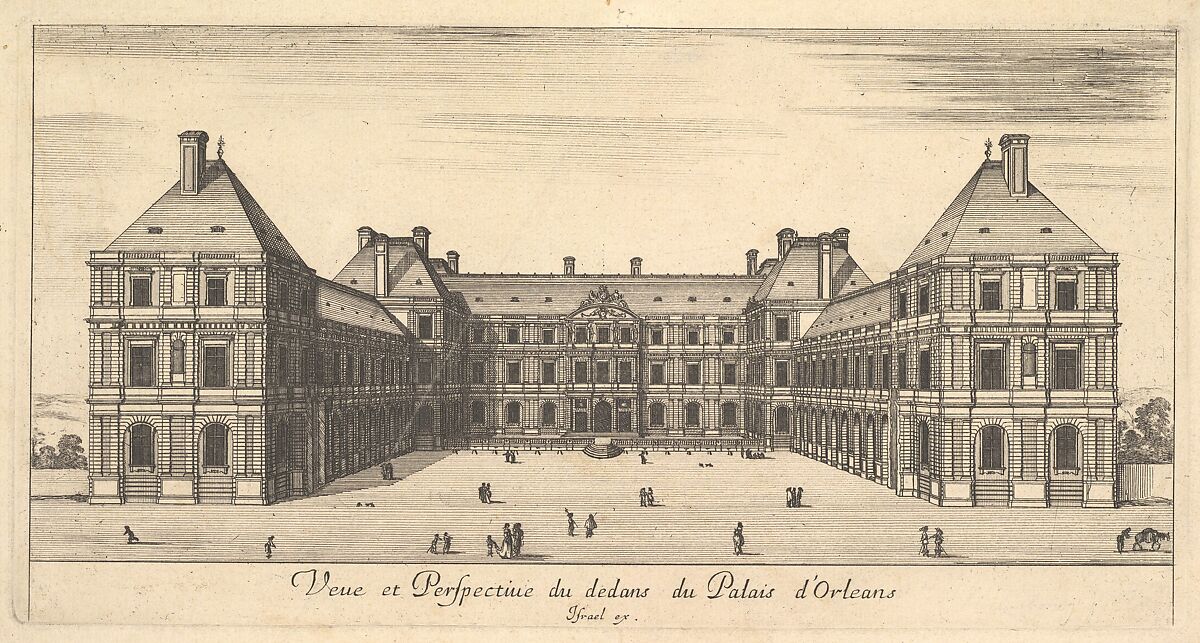 View and Perspective of the inside of the Palais d'Orleans, from 'Various views of remarkable places in Italy and France' (Diverses vues d'endroits remarquables d'Italie et de France), Stefano della Bella (Italian, Florence 1610–1664 Florence), Etching 
