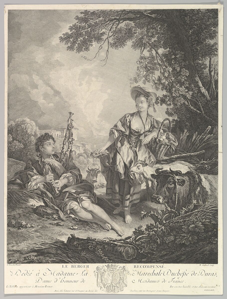 Le Berger Recompensé (The Rewarded Shepherd), René Gaillard (French, ca. 1719–1790 Paris), Etching and engraving 