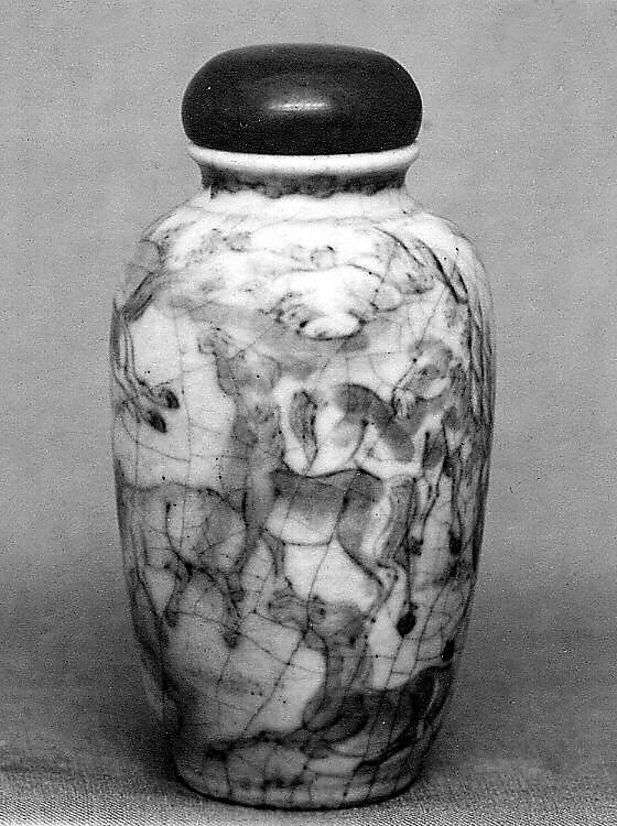 Miniature Vase, Soft paste porcelain with tinted ivory stopper, China