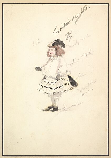 Costume Design for the Widow's Daughter, from the play "Captain Jinks of the Horse Marines", Percy Anderson (British, 1850/51–1928 London), Watercolor over graphite 