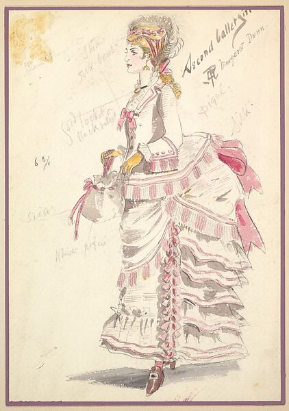 Costume Design for Second Ballet Girl, from the play "Captain Jinks of the Horse Marines", Percy Anderson (British, 1850/51–1928 London), Watercolor over graphite 