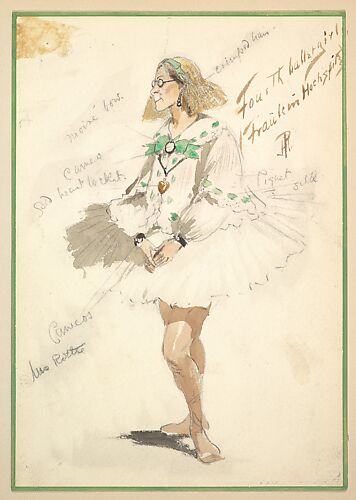 Costume Design for Fourth Ballet Girl (Fraülein Hochspitz) (Short White Dress), from the play 
