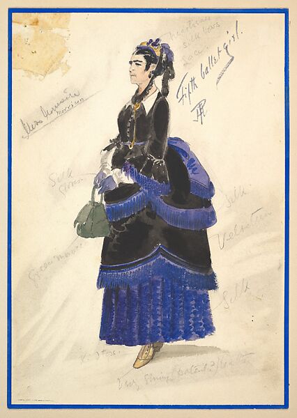 Costume Design for Fifth Ballet Girl (Long Black Gown), from the play "Captain Jinks of the Horse Marines", Percy Anderson (British, 1850/51–1928 London), Watercolor over graphite 
