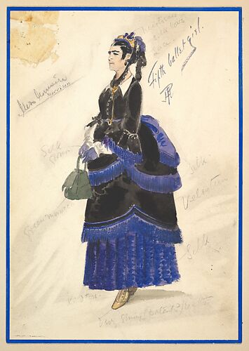 Costume Design for Fifth Ballet Girl (Long Black Gown), from the play 