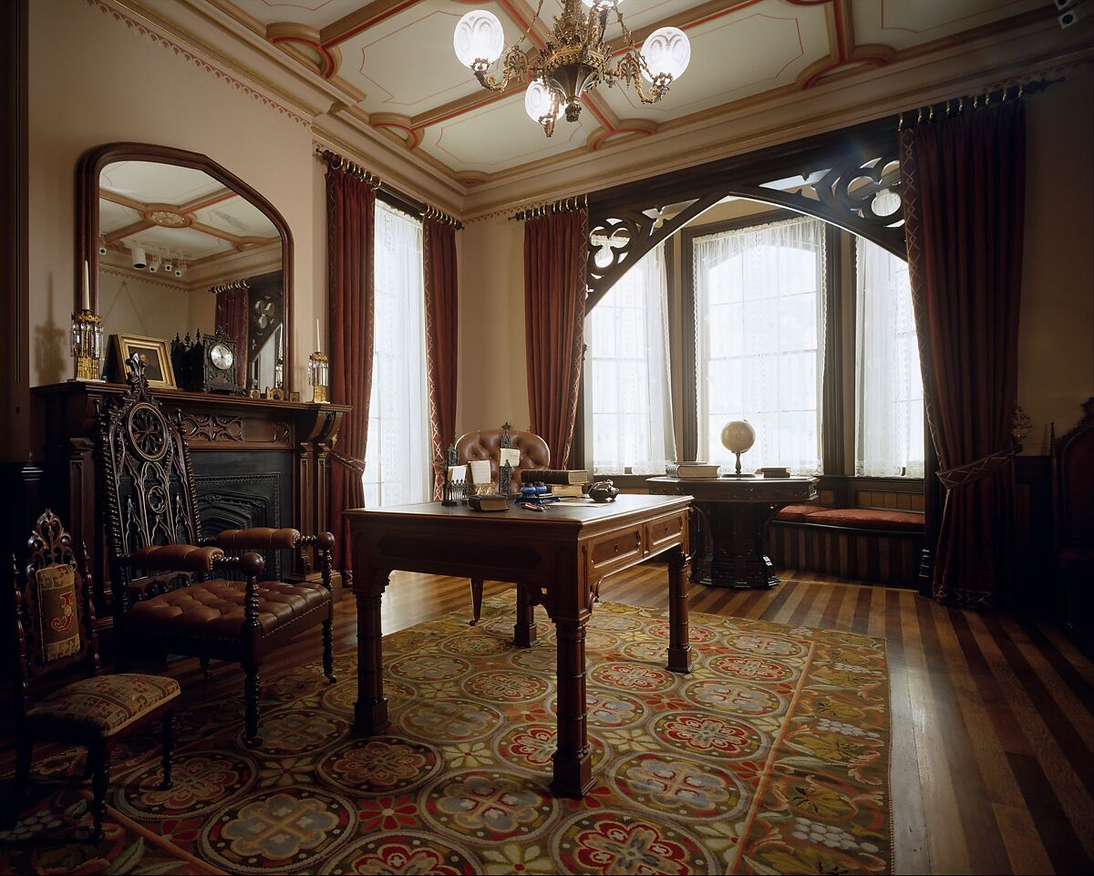 Gothic Library, Frederick Clarke Withers (American (born England), Shepton Mallet, Somersetshire 1828–1901 Yonkers, New York), Walnut, oak, pine, American 