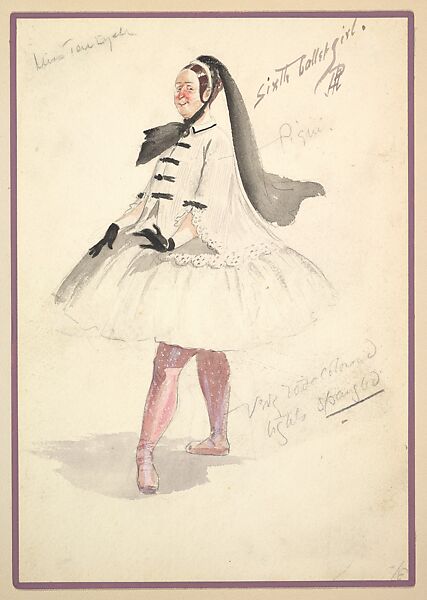 Costume Design for Sixth Ballet Girl, from the play "Captain Jinks of the Horse Marines", Percy Anderson (British, 1850/51–1928 London), Watercolor over graphite 