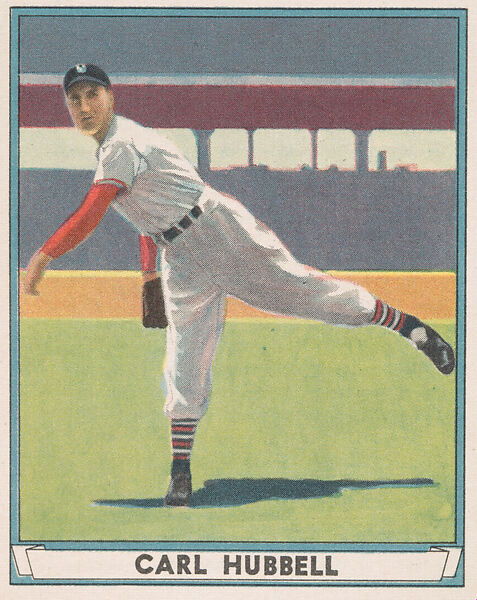 Carl Hubbell, New York Giants, from Play Ball, Sports Hall of Fame series (R336), issued by Gum, Inc., Gum, Inc. (Philadelphia, Pennsylvania), Commercial lithograph 