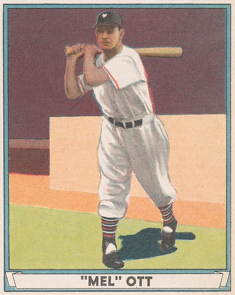 "Mel" Ott, New York Giants, from Play Ball, Sports Hall of Fame series (R336), issued by Gum, Inc., Gum, Inc. (Philadelphia, Pennsylvania), Commercial lithograph 