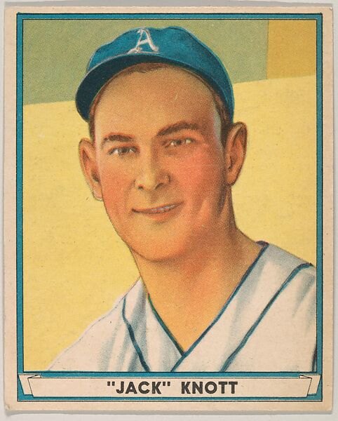 "Jack" Knott, Philadelphia Athletics, from Play Ball, Sports Hall of Fame series (R336), issued by Gum, Inc., Gum, Inc. (Philadelphia, Pennsylvania), Commercial lithograph 