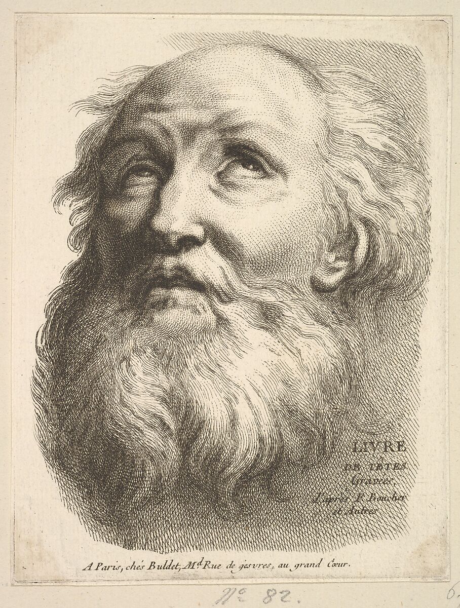 Frontispiece: Head of a Bearded Man, from "Livre de Têtes Gravées d'apres F. Boucher et Autres" (Book of Heads Engraved after F. Boucher and Others), Anonymous, French, 18th century, Etching and engraving 