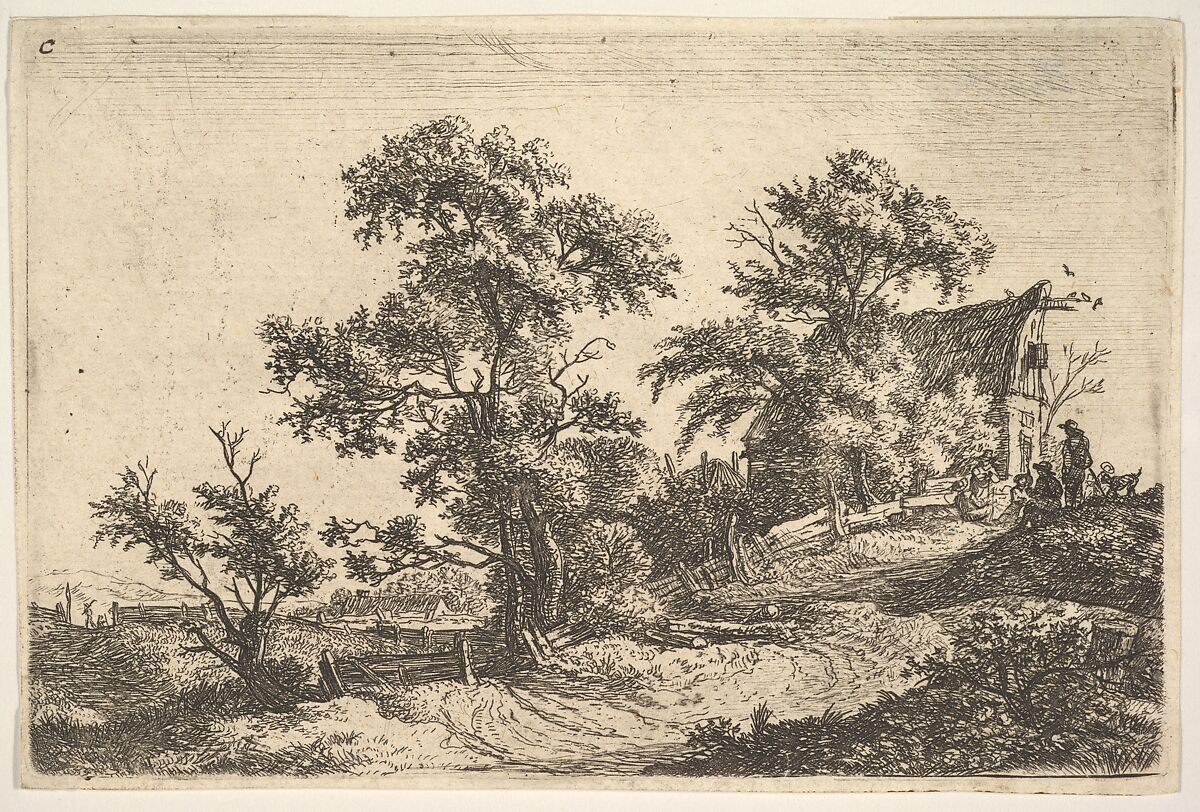 A Cottage on a Hill, Anthonie Waterloo (Dutch, Lille 1609–1690 Utrecht), Etching 