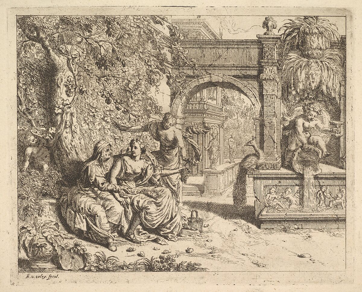 Vertumnus and Pomona, Richard van Orley (Flemish, Brussels 1663–1732 Brussels), Etching 
