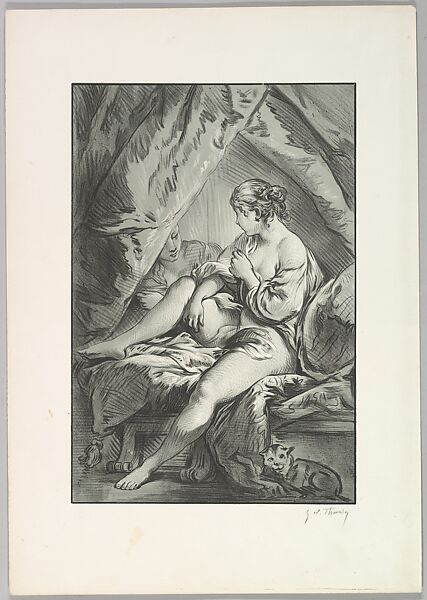 Two Women on a Couch, George William Thornley (French, 1857–1935), Lithograph 