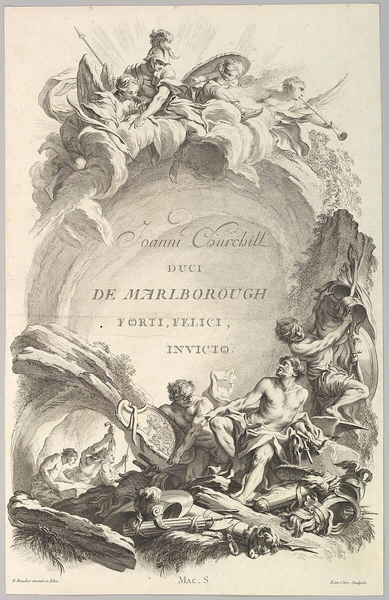 Frontispice pour le "Tombeau de John Churchill, duc de Marlborough" (Frontispiece for the "Tomb of John Churchill, Duke of Marlborough"), from Tombeaux des Princes, des Grands Capitaines et autres Hommes illustres (Tombs of Princes, Great Captains, and other Illustrious Men), Laurent Cars (French, Lyons 1699–1771 Paris), Etching and engraving 