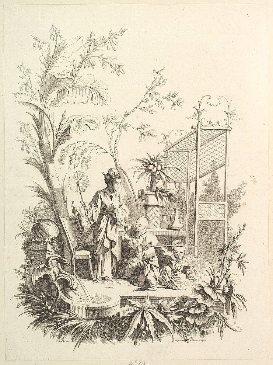 Chinoiserie with Figures in a Landscape, Gabriel Huquier (French, Orléans 1695–1772 Paris), Etching and engraving 