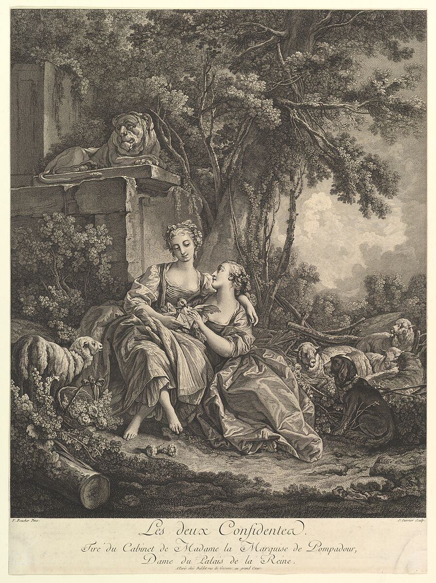 Les deux Confidentes (The two Confidants), Jean Ouvrier  French, Etching and engraving