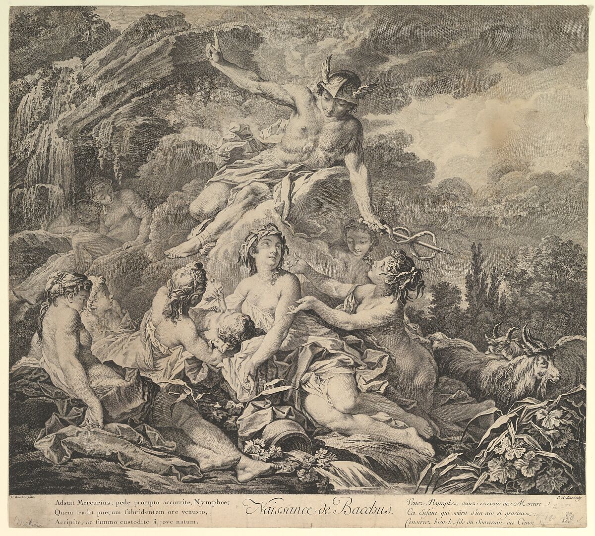 Naissance de Bacchus (Birth of Bacchus), Pierre Alexandre Aveline (French, Paris 1702–1760 Paris), Etching and engraving 
