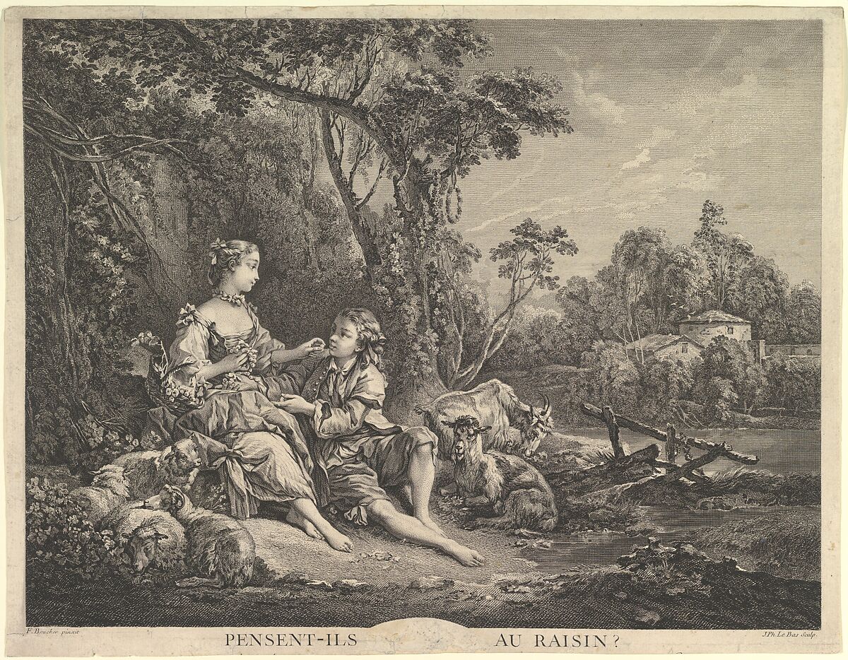 Pensant-ils au Raisin? (Are They Thinking About the Grape?), Jacques Philippe Le Bas (French, Paris 1707–1783 Paris), Etching and engraving 