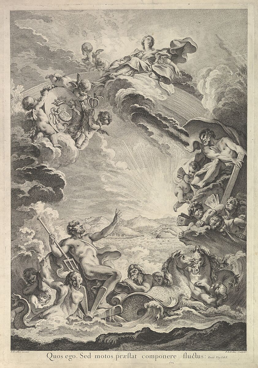 Neptune apaisant la tempête (Neptune Calming the Storm), François Antoine Aveline (French, Paris 1718–1780 London), Etching and engraving 