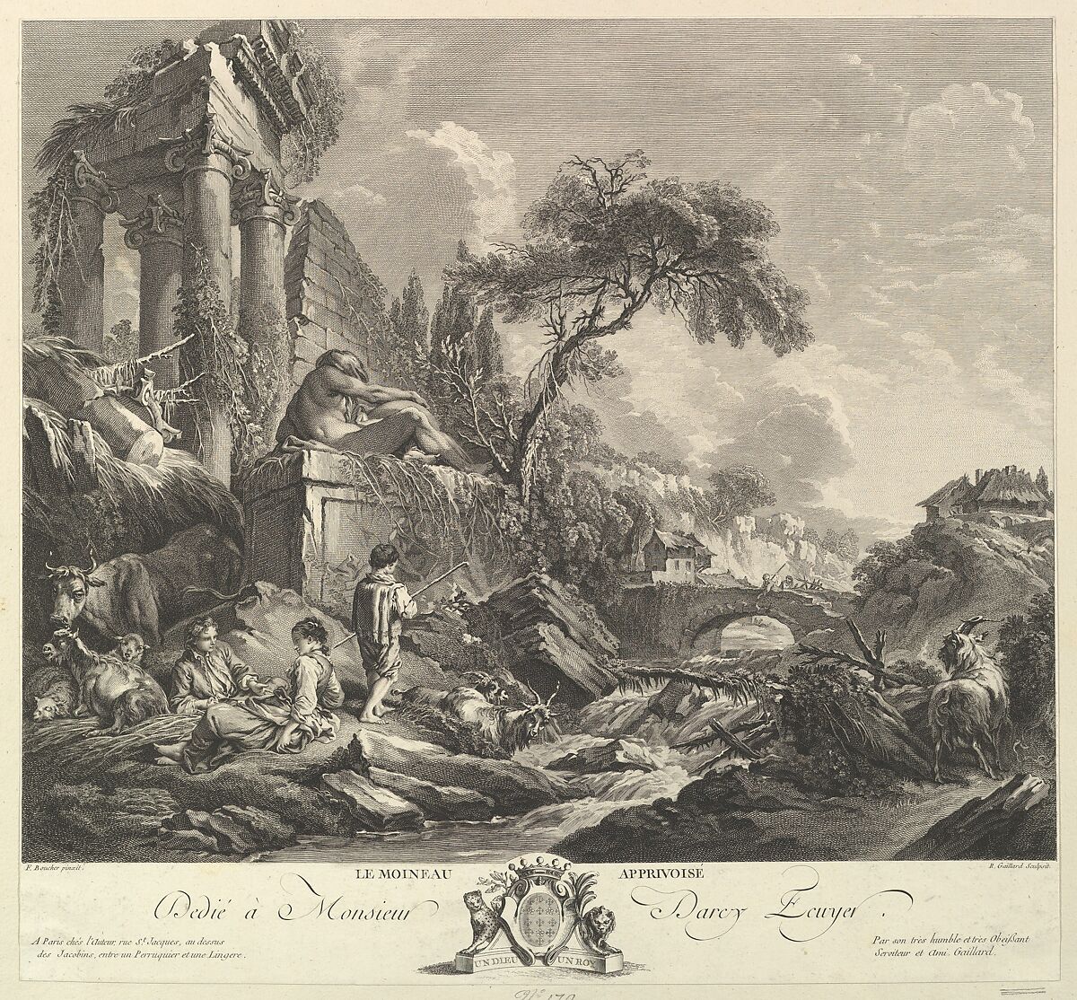 Le Moineau Apprivoisé (The Tame Sparrow), René Gaillard (French, ca. 1719–1790 Paris), Etching and engraving 