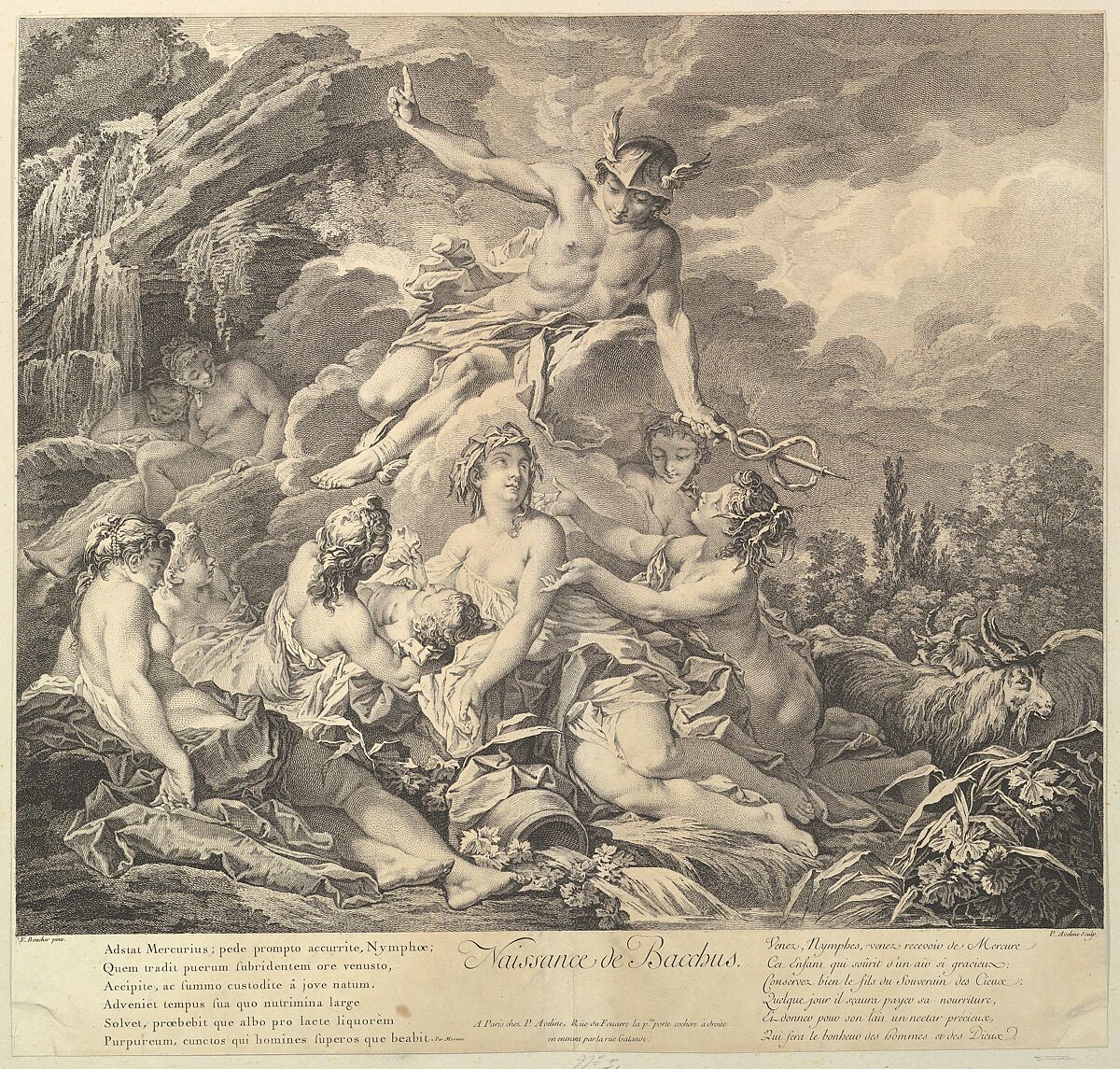 Naissance de Bacchus (Birth of Bacchus), Pierre Alexandre Aveline (French, Paris 1702–1760 Paris), Etching and engraving 