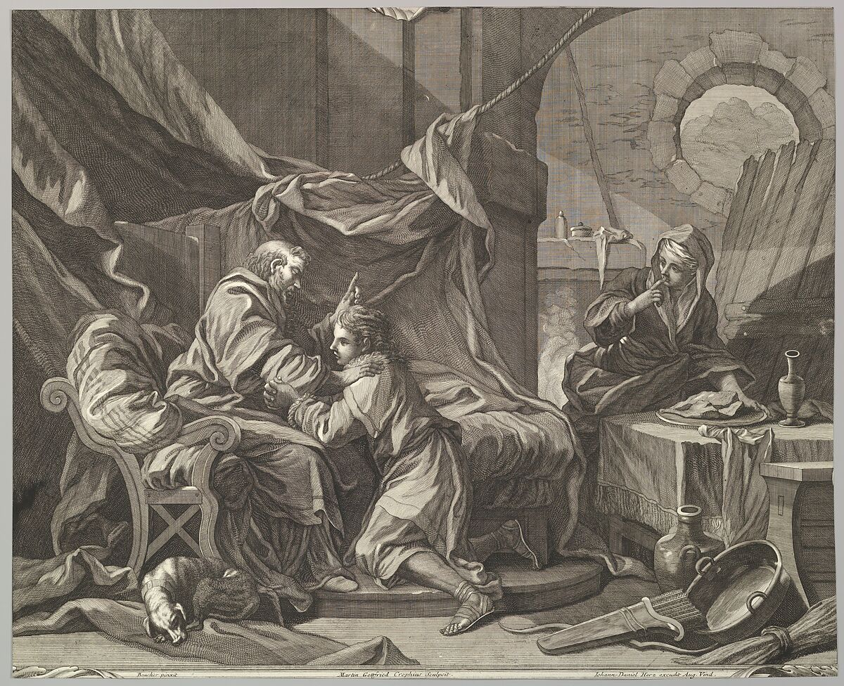 Isaac Blessing Jacob, Martin Gottfried Crophius (German, 1717–1765), Engraving 