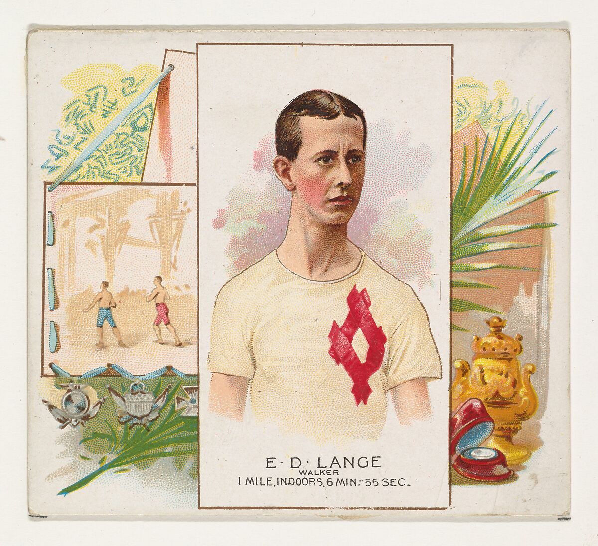E.D. Lange, Walker, from World's Champions, Second Series (N43) for Allen & Ginter Cigarettes, Allen &amp; Ginter (American, Richmond, Virginia), Commercial lithograph 
