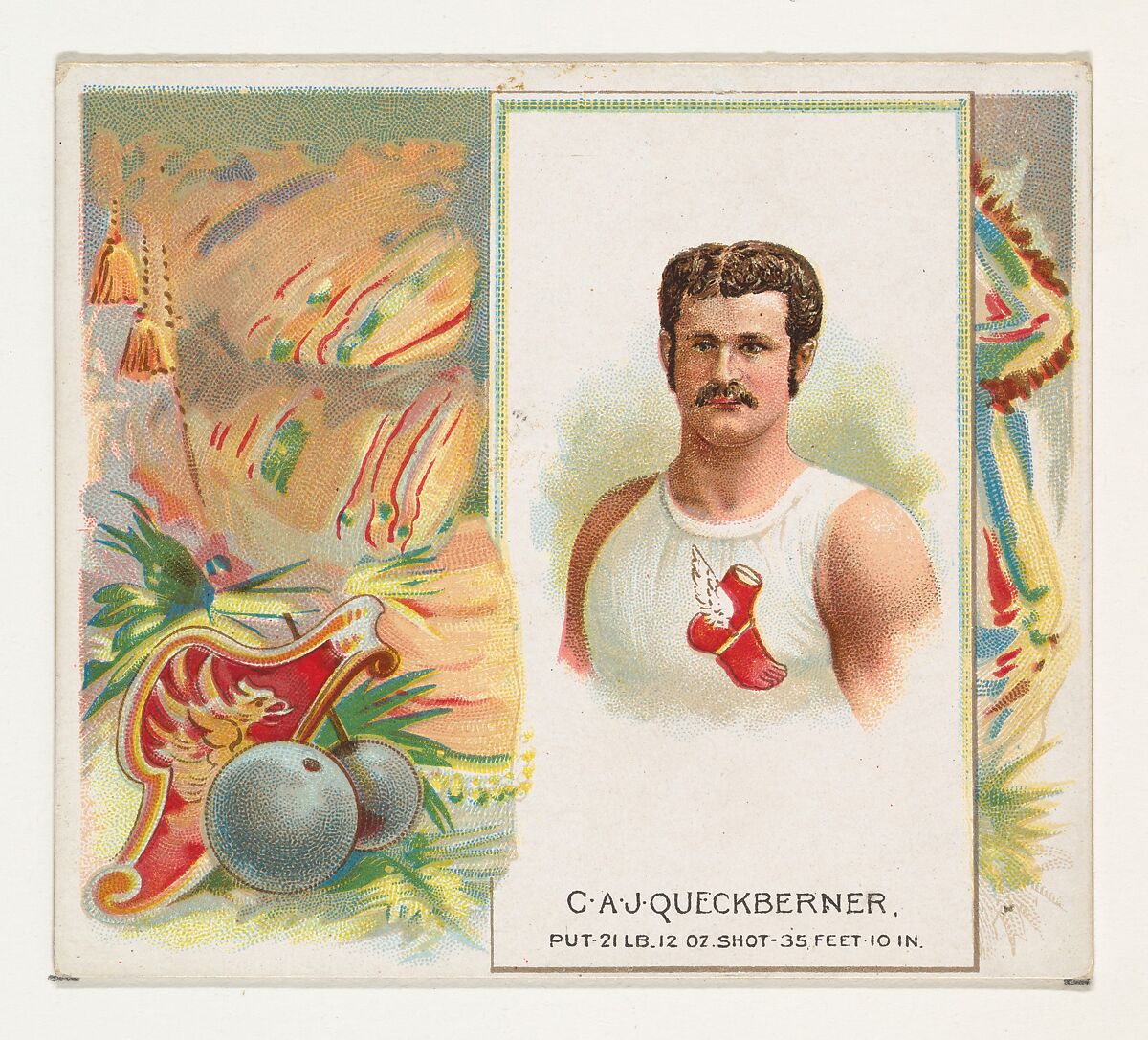 C.A.J. Queckberner, Shot Put, from World's Champions, Second Series (N43) for Allen & Ginter Cigarettes, Allen &amp; Ginter (American, Richmond, Virginia), Commercial lithograph 
