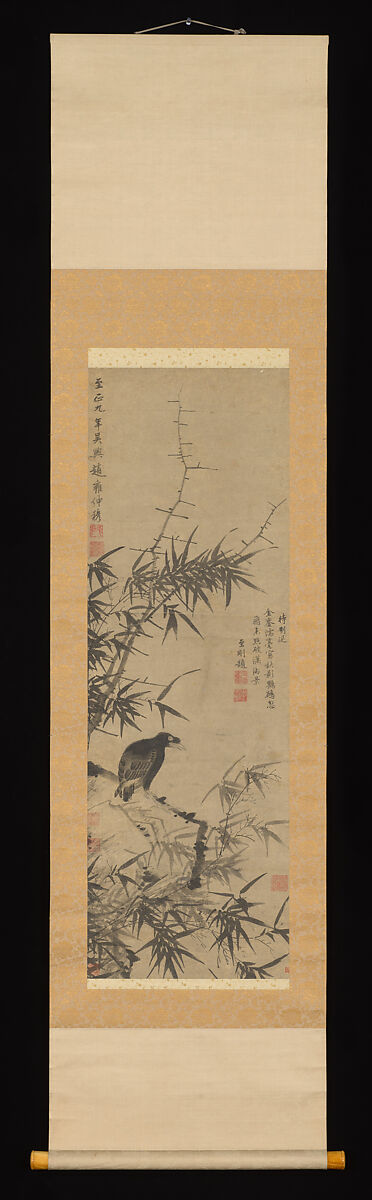 Mynah Bird and Bamboo, After Zhao Yong (Chinese, 1289–after 1360), Hanging scroll; ink on paper, China