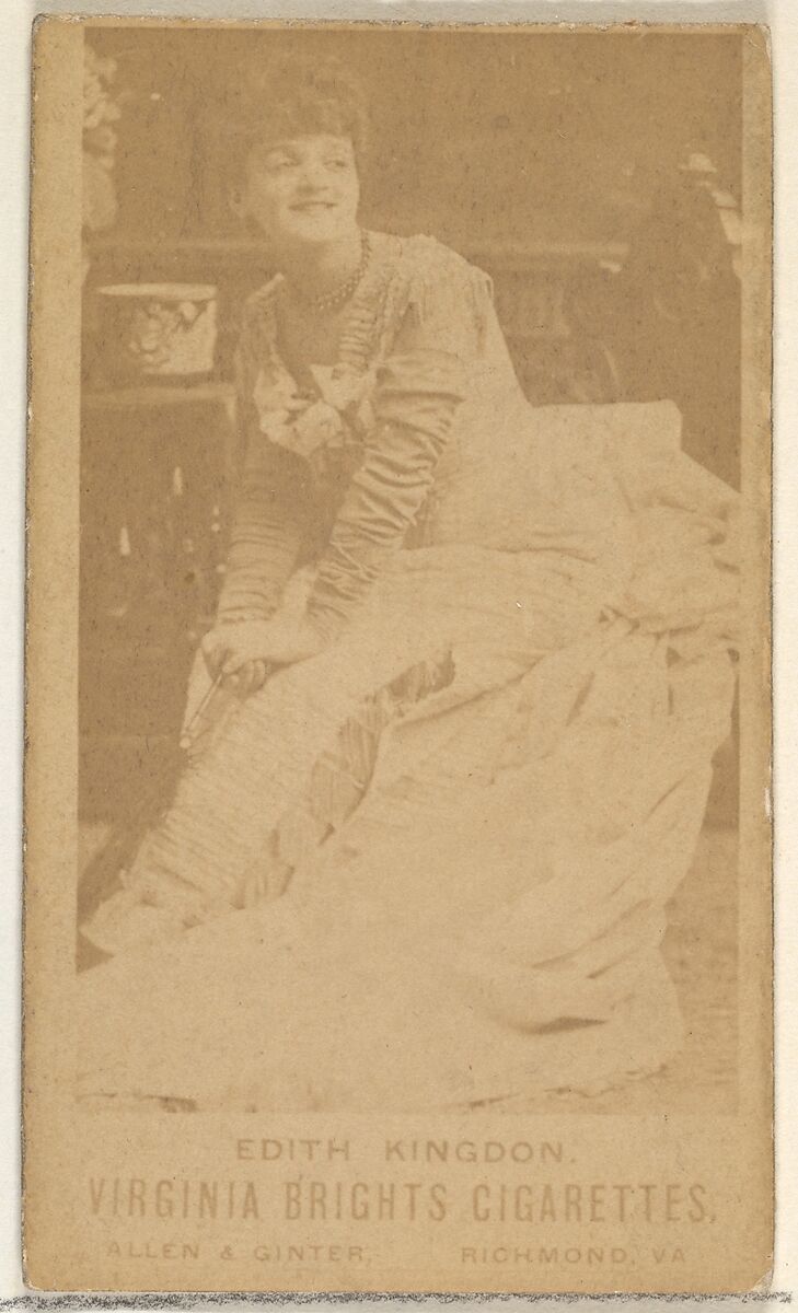 Edith Kingdon, from the Actors and Actresses series (N45, Type 1) for Virginia Brights Cigarettes, Issued by Allen &amp; Ginter (American, Richmond, Virginia), Albumen photograph 