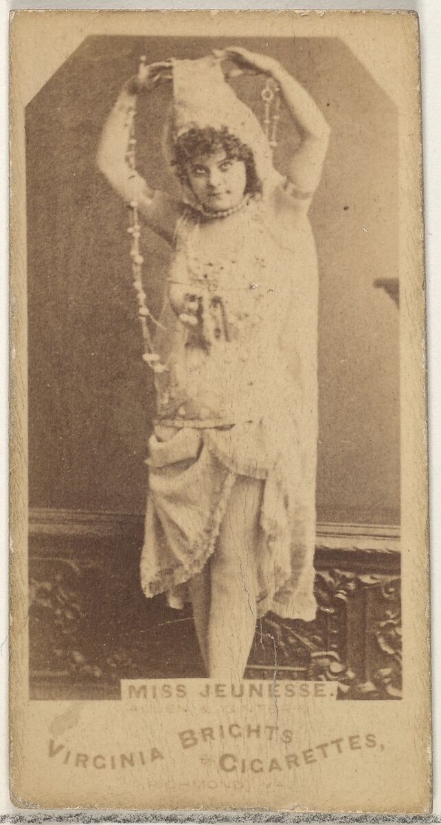 Miss Jeunesse, from the Actors and Actresses series (N45, Type 1) for Virginia Brights Cigarettes, Issued by Allen &amp; Ginter (American, Richmond, Virginia), Albumen photograph 