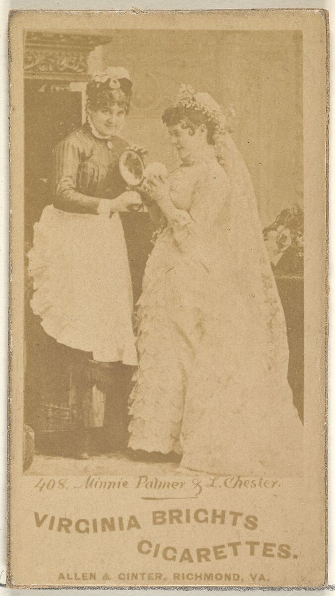Card 408, Minnie Palmer and L. Chester, from the Actors and Actresses series (N45, Type 1) for Virginia Brights Cigarettes, Issued by Allen &amp; Ginter (American, Richmond, Virginia), Albumen photograph 