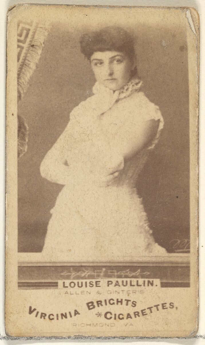 Louise Paullin, from the Actors and Actresses series (N45, Type 1) for Virginia Brights Cigarettes, Issued by Allen &amp; Ginter (American, Richmond, Virginia), Albumen photograph 