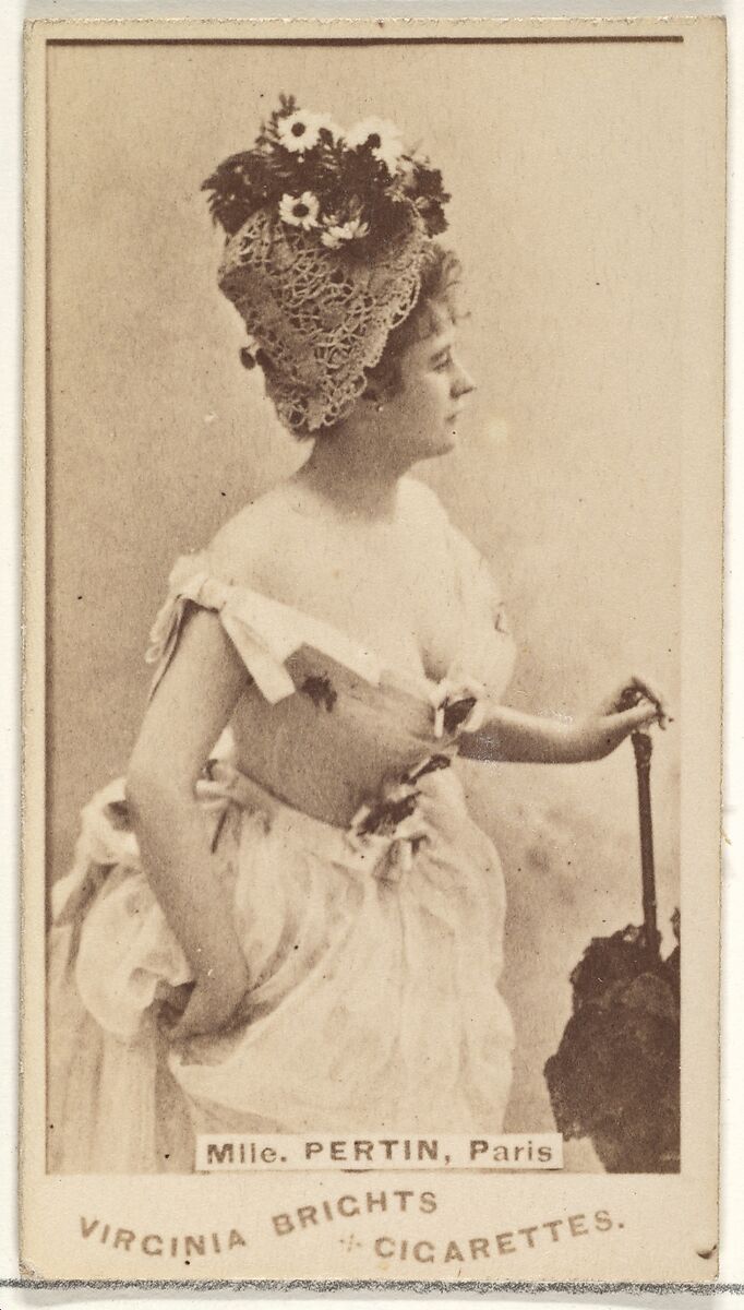Mlle. Pertin, Paris, from the Actors and Actresses series (N45, Type 1) for Virginia Brights Cigarettes, Issued by Allen &amp; Ginter (American, Richmond, Virginia), Albumen photograph 