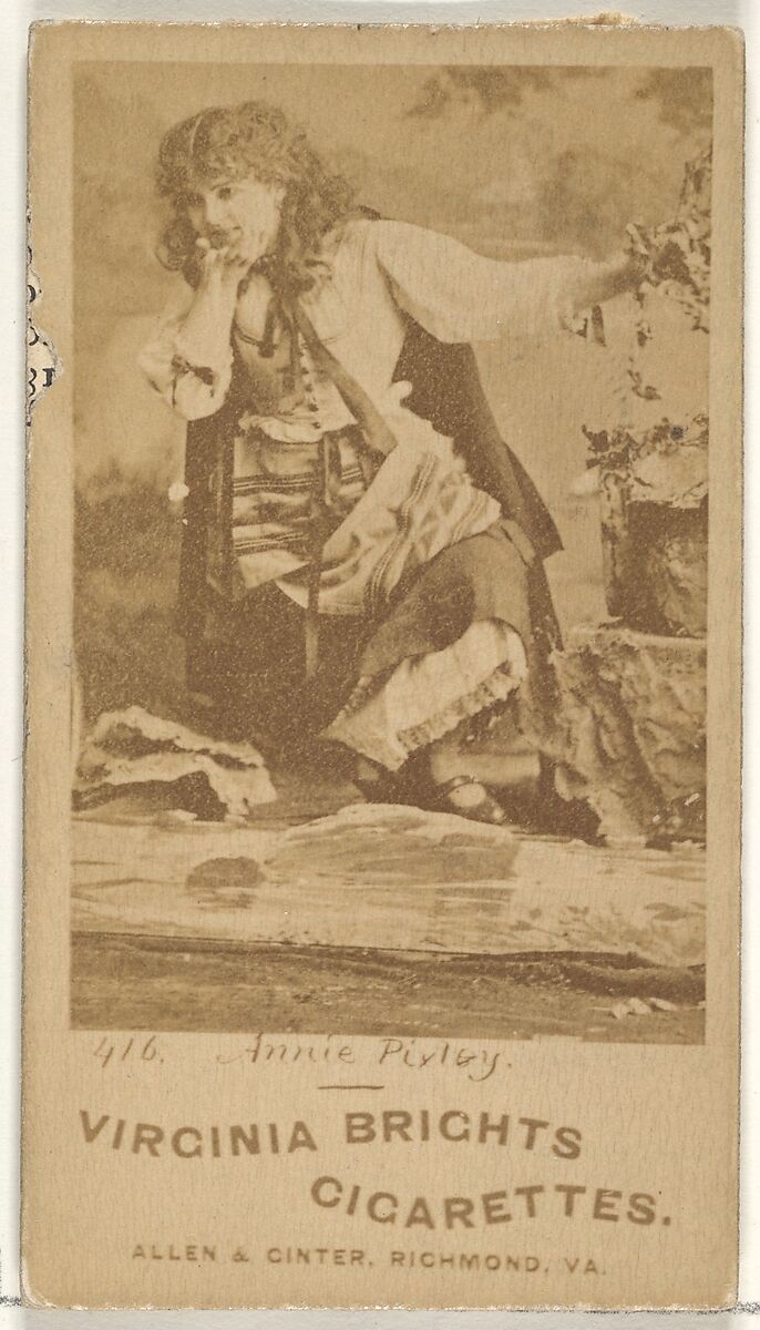 Card 416, Annie Pixley, from the Actors and Actresses series (N45, Type 1) for Virginia Brights Cigarettes, Issued by Allen &amp; Ginter (American, Richmond, Virginia), Albumen photograph 