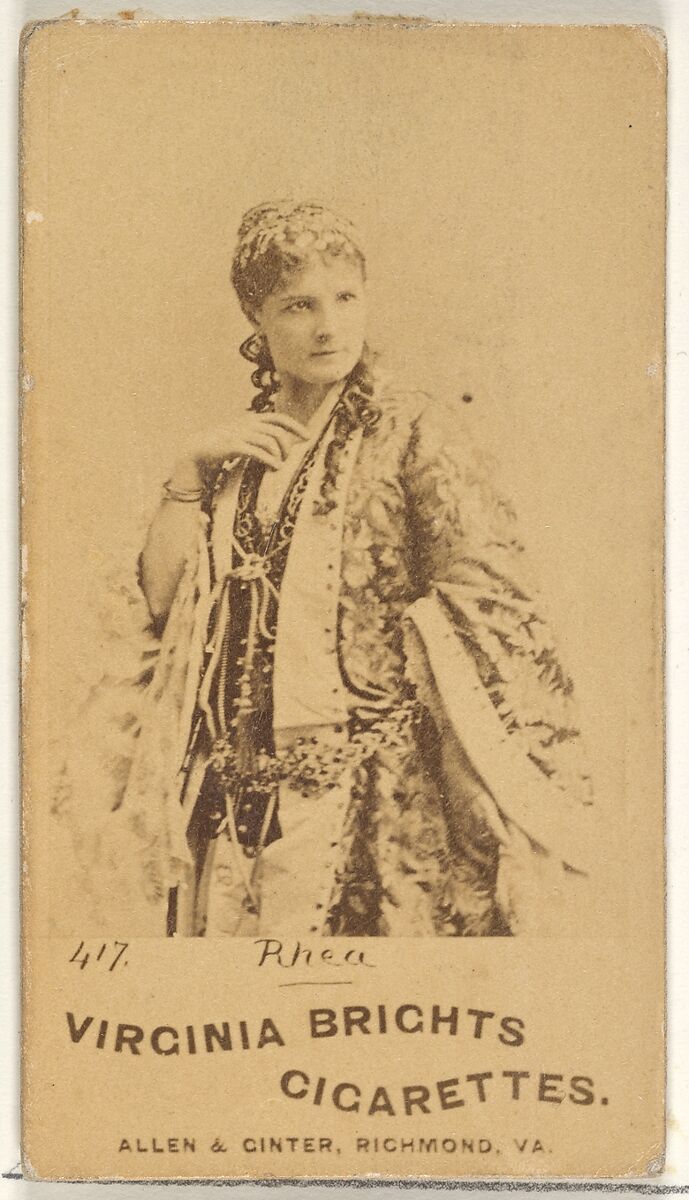 Card 417, Rhea, from the Actors and Actresses series (N45, Type 1) for Virginia Brights Cigarettes, Issued by Allen &amp; Ginter (American, Richmond, Virginia), Albumen photograph 