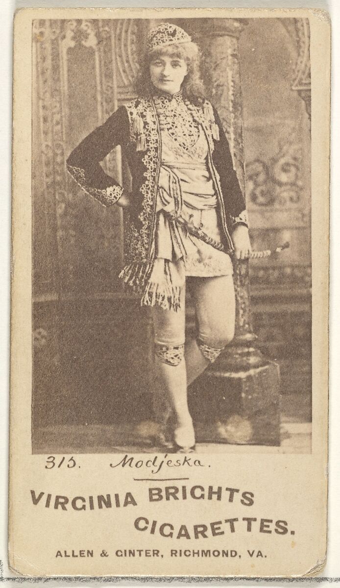 Card 315, Modjeska, from the Actors and Actresses series (N45, Type 1) for Virginia Brights Cigarettes, Issued by Allen &amp; Ginter (American, Richmond, Virginia), Albumen photograph 