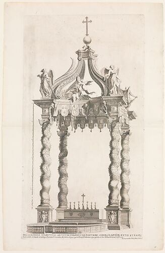 Isolated View of Bernini's Baldacchino. Plate 39 from the Album 'Basilica di S. Pietro in Vaticano'