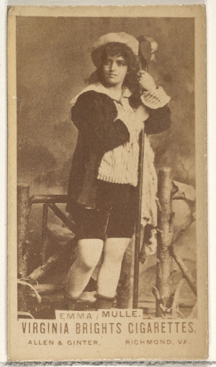 Emma Mulle, from the Actors and Actresses series (N45, Type 1) for Virginia Brights Cigarettes, Issued by Allen &amp; Ginter (American, Richmond, Virginia), Albumen photograph 