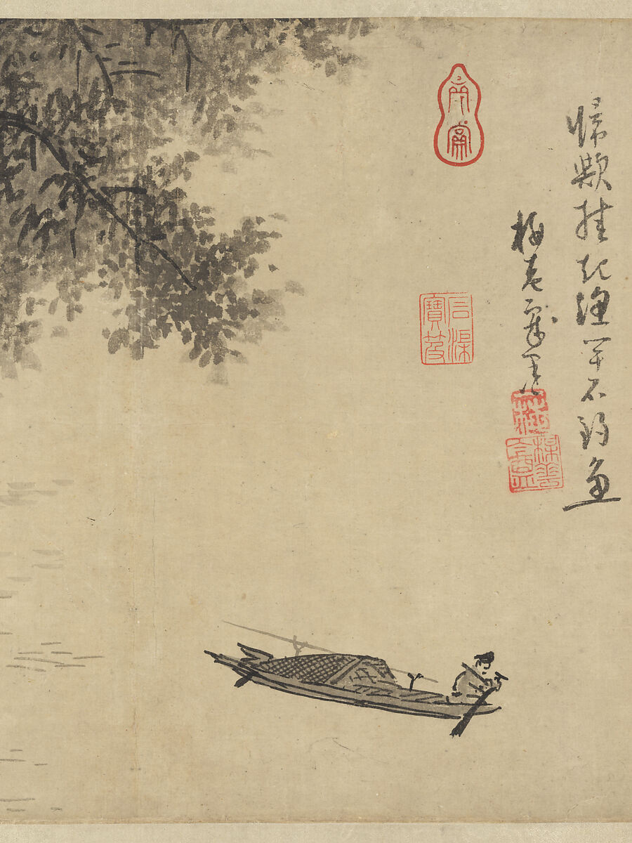 Fisherman, Wu Zhen (Chinese, 1280–1354), Handscroll; ink on paper, China