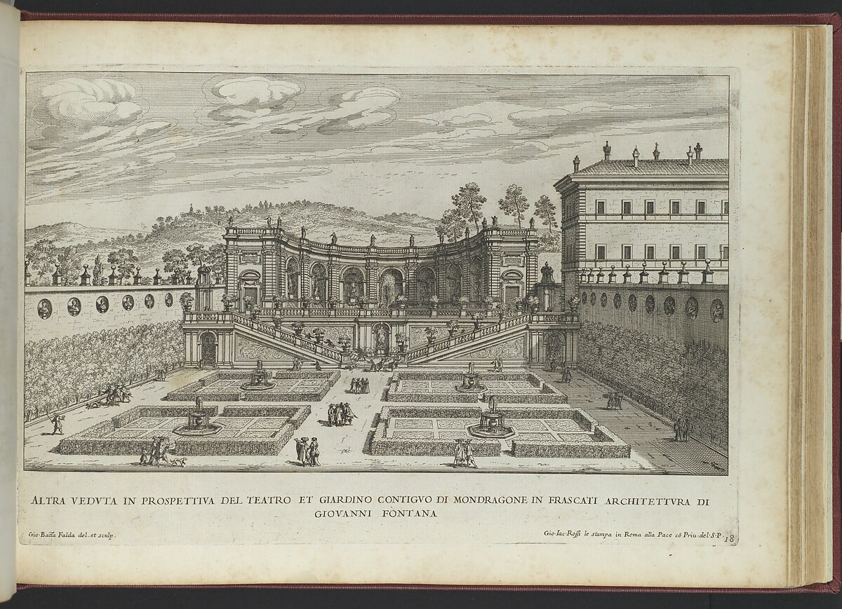 Le Fontane delle Ville di Frascati nel Tusculano con li Loro Prospetti, Giovanni Battista Falda (Italian, Valduggia 1643–1678 Rome), Etching