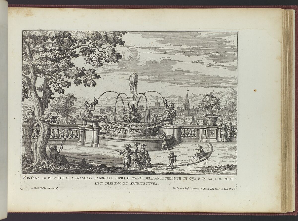Le Fontane delle Ville di Frascati nel Tusculano con li Loro Prospetti, Giovanni Battista Falda (Italian, Valduggia 1643–1678 Rome), Etching