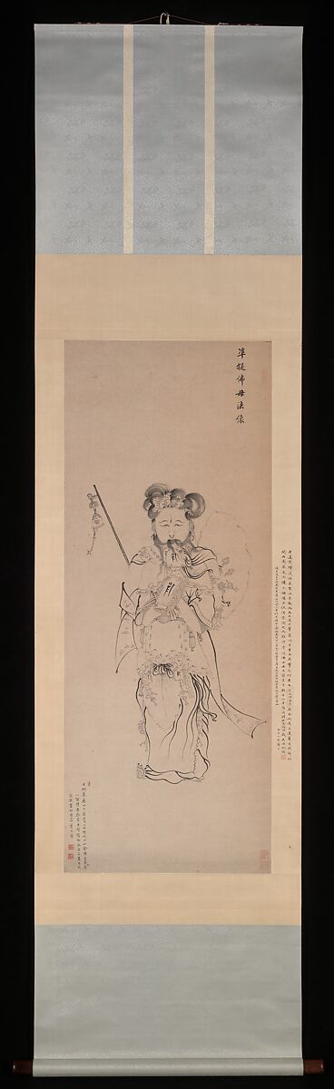 Bodhisattva Guanyin in the Form of the Buddha Mother, Chen Hongshou (Chinese, 1598/99–1652), Hanging scroll; ink on paper, China