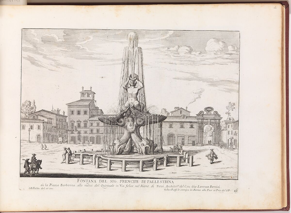 Fontana del Sig. Prencipe di Pallestrina (...). From 'La Fontane di Roma nelle Piazze e Luoghi Publici (...)'., Giovanni Battista Falda (Italian, Valduggia 1643–1678 Rome), Etching 